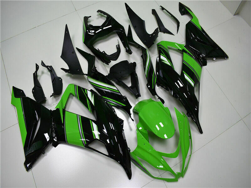2013-2016 Kawasaki Zx6R Amotopart Fairing Injection Plastic Kit Green Kit Fit W/Bolt