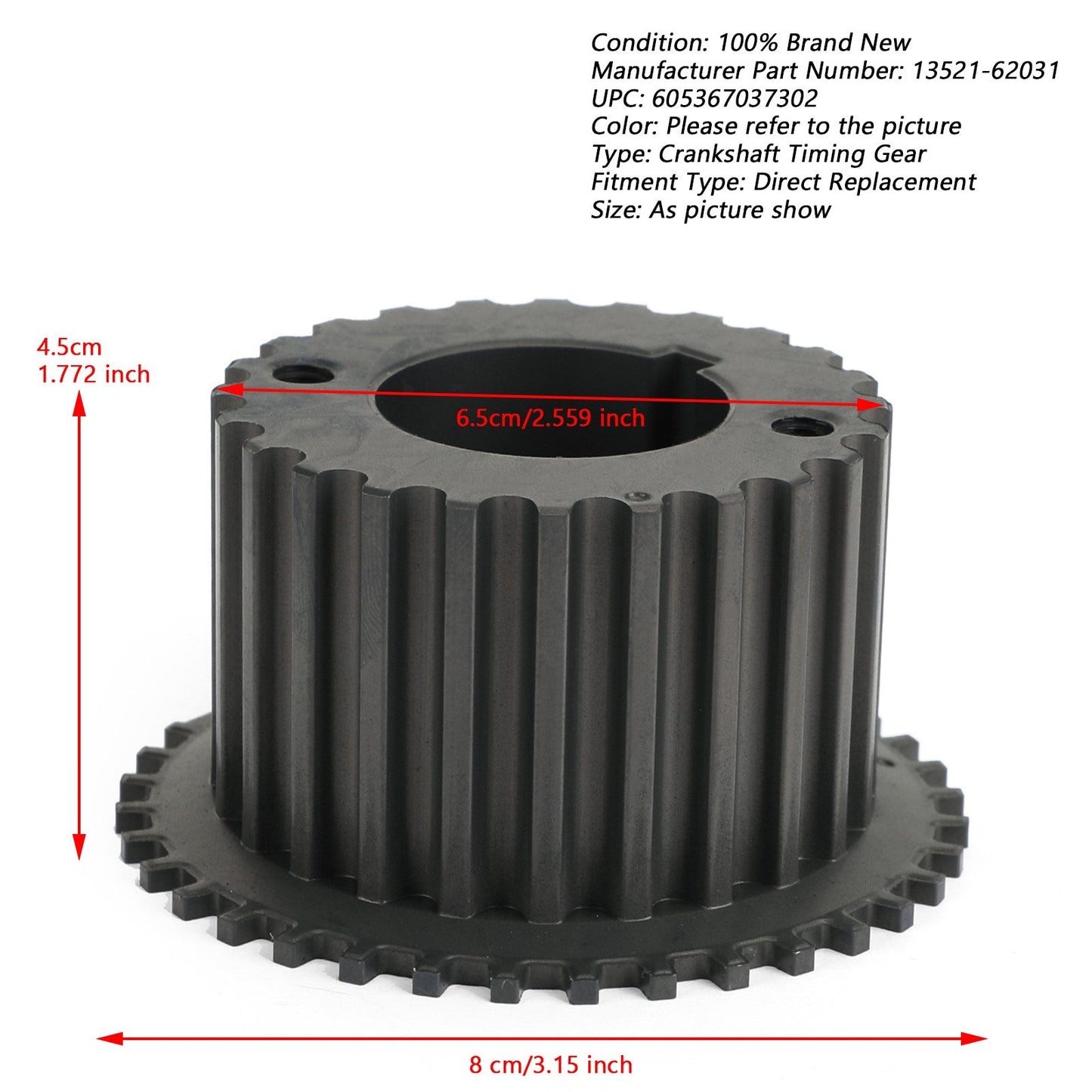 Cramkshaft Timing Pully Gear For Toyota Tundra Tacoma 4Runner 3.4 V6 13521-62031