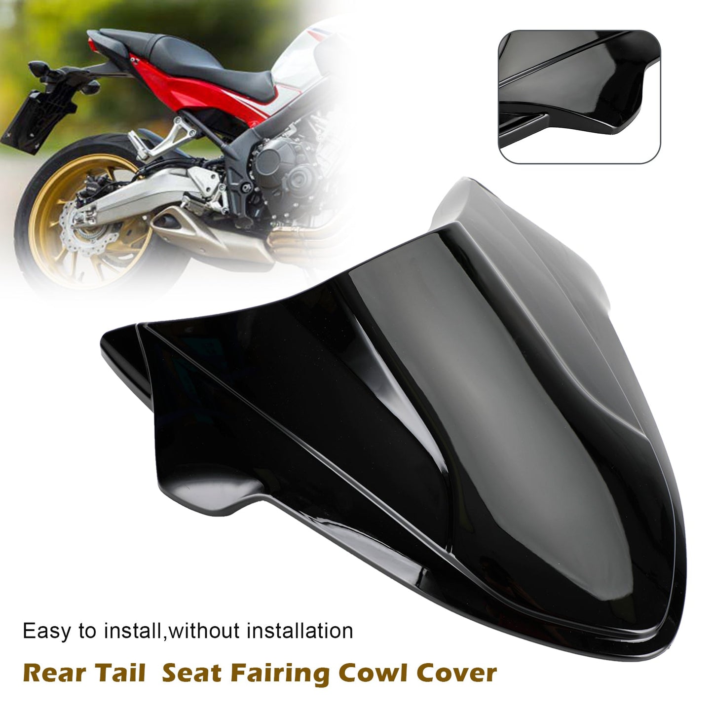 Rear Tail Seat Fairing Cowl Cover for Honda CB650R CBR650R 2021-2022 Black