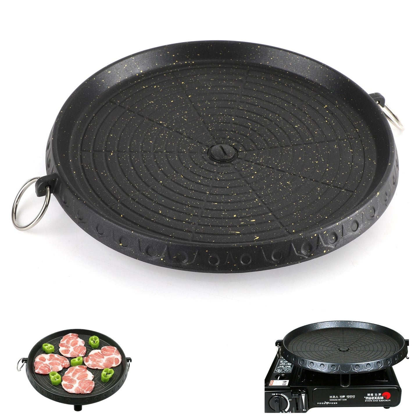 Portable BBQ Grill Stove Korean Coating Marble Gas Non Stick Pan Plate