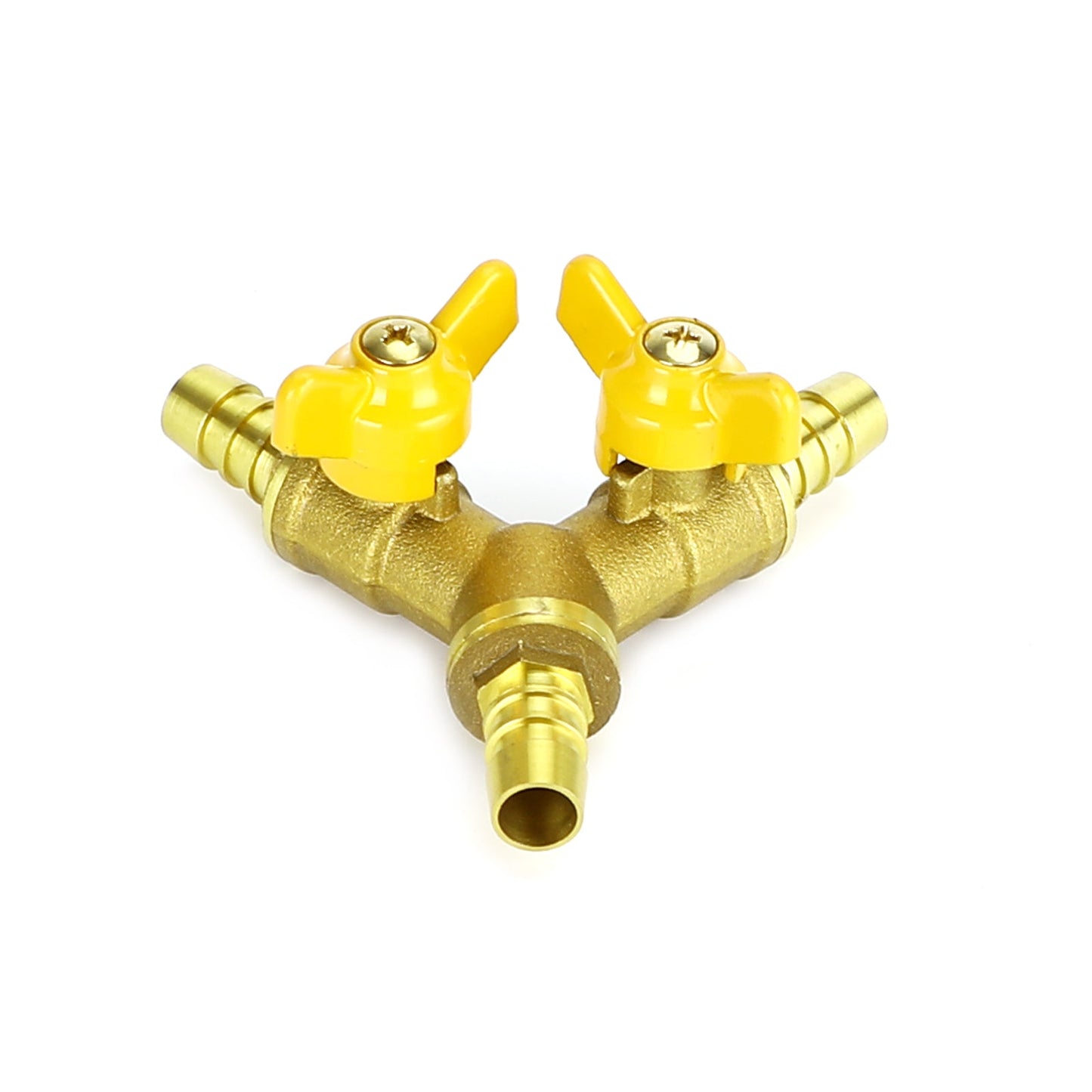 3/8" Hose Barb Ball Valve Y Shaped 3 Way Connector Barb Brass Fitting OD 11mm