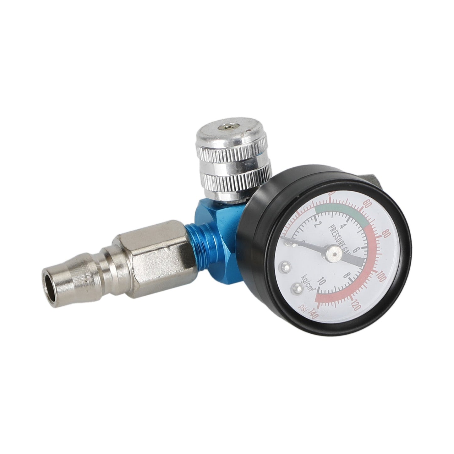 Blue Mini Air Regulator Valve Tool 1/4" Pressure Switch Gauge For Paint Gun