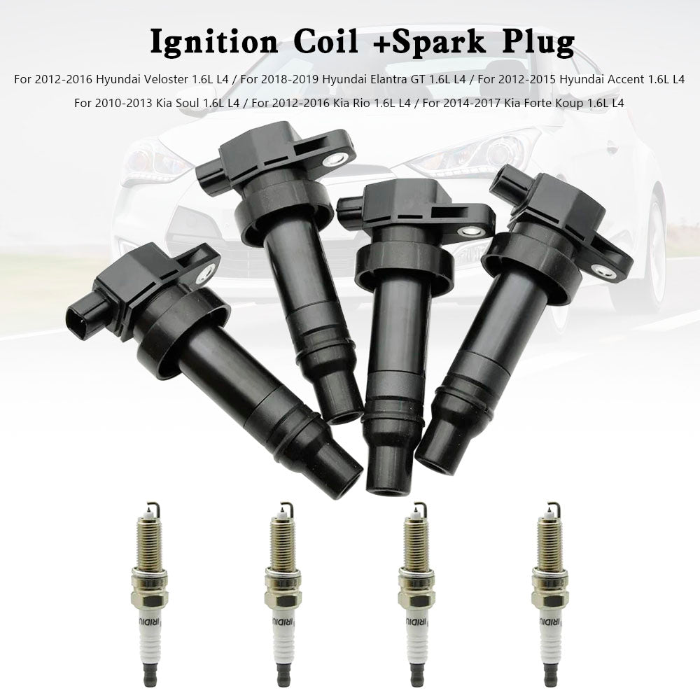 2014-2017 Kia Forte Koup 1.6L L4 Ignition Coil +Spark Plug UF636 4Pcs
