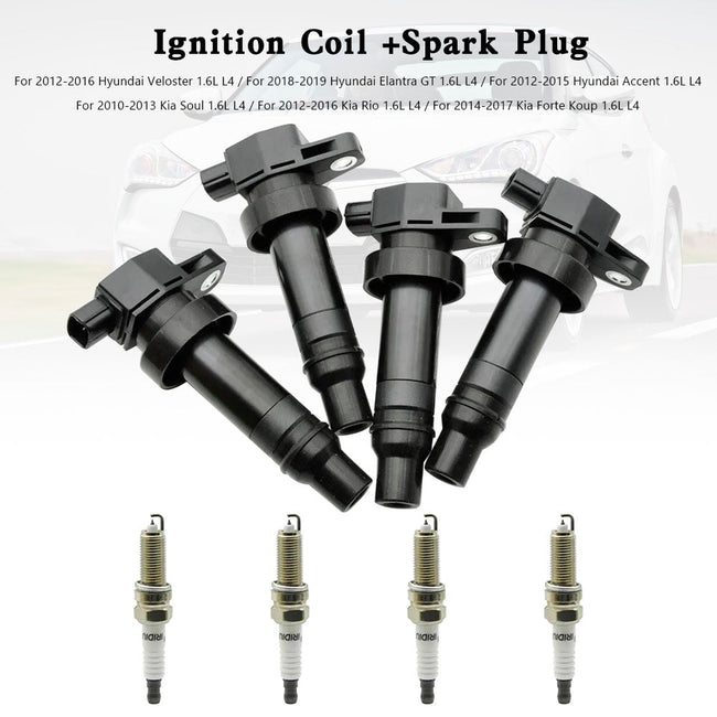 2014-2017 Kia Forte Koup 1.6L L4 Ignition Coil +Spark Plug UF636 4Pcs