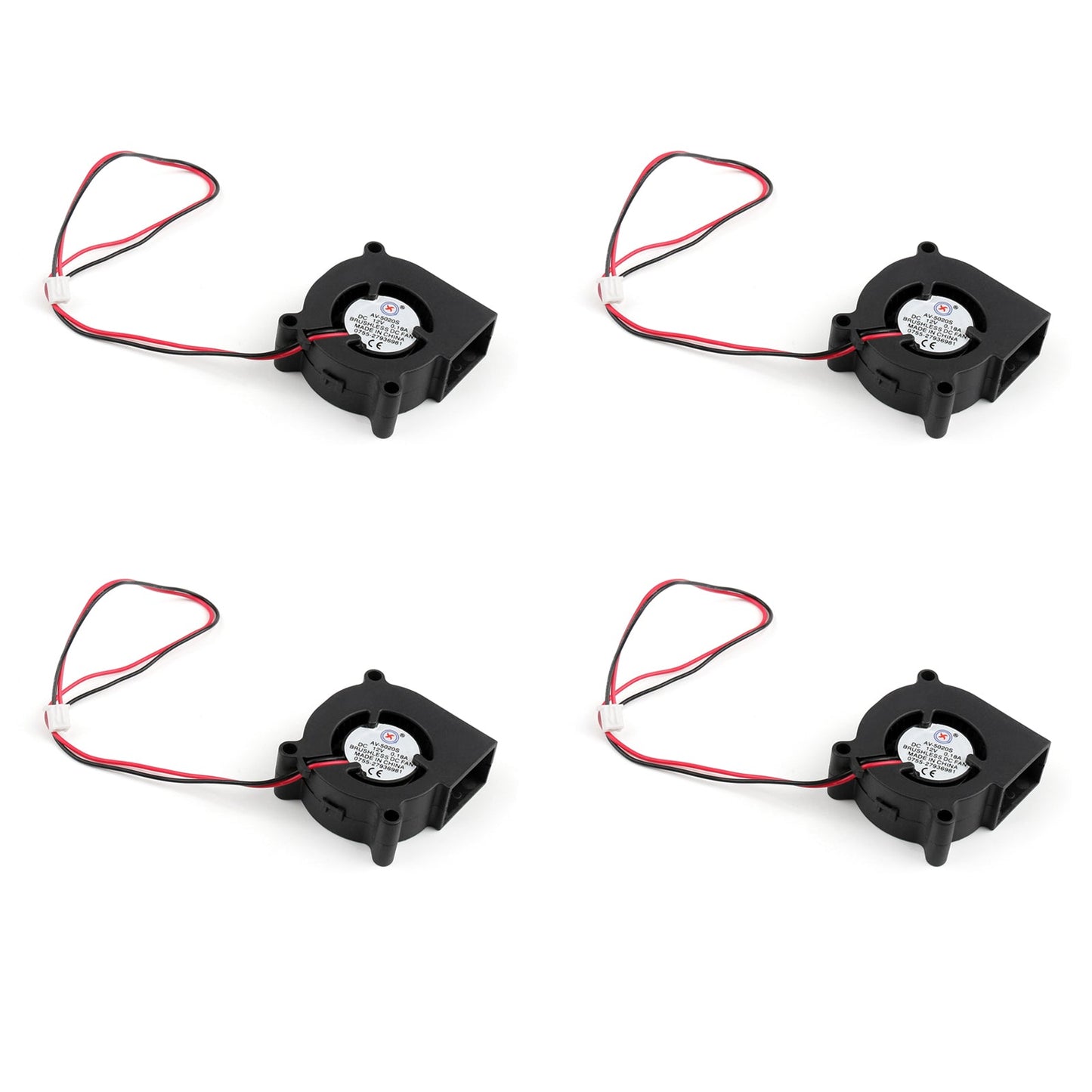 4Pcs Brushless DC Cooling Blower Fan 12V 5020s 50x50x20mm 0.18A Sleeve 2 Pin