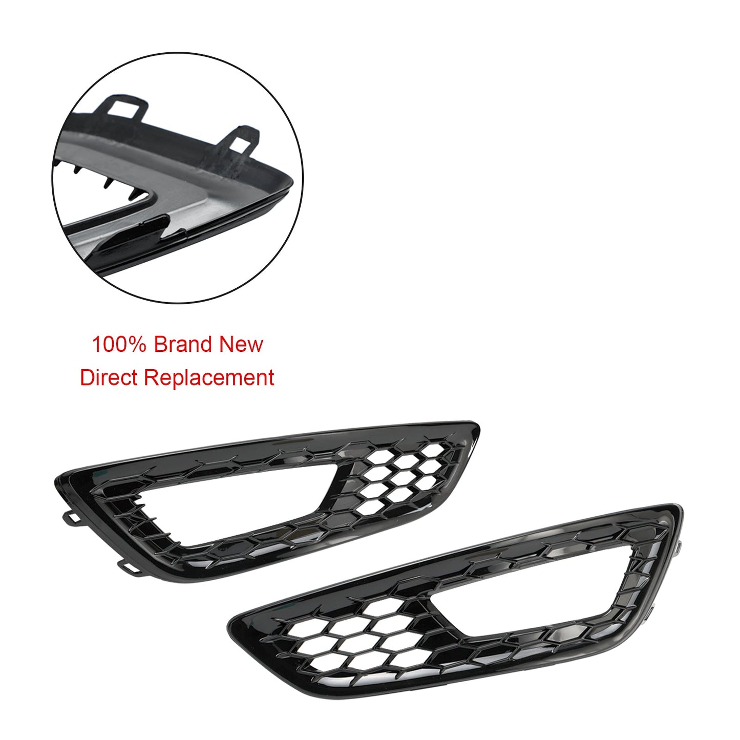 2PCS Front Bumper Fog Light Lamp Cover Bezel Grille fit Ford Focus 2015-2018