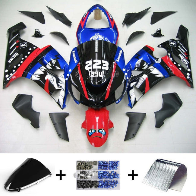 2005-2006 Kawasaki ZX6R 636 Amotopart Injection Fairing Kit Bodywork Plastic ABS #115