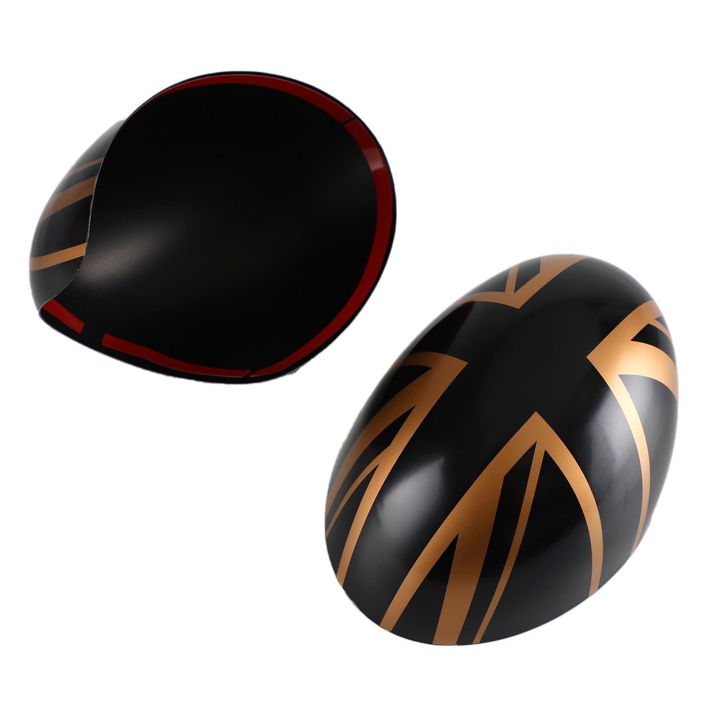 2 x Union Jack UK Flag Mirror Covers for MINI Cooper R55 R56 R57 Black/Gold