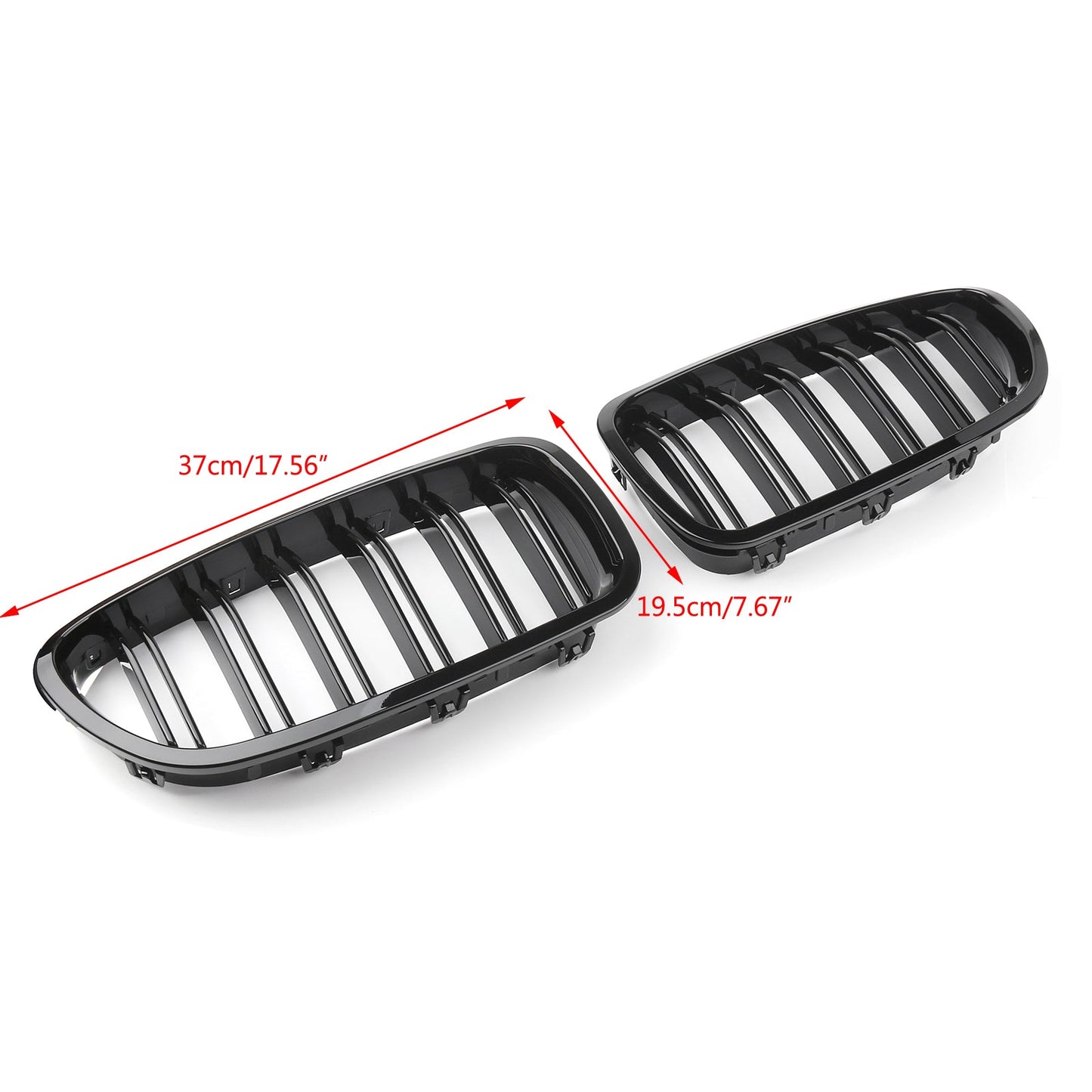 2010-2016 BMW 5Series F10 / F11 /F18 Double Line Glossy Black Front Hood Kidney Grill Grille