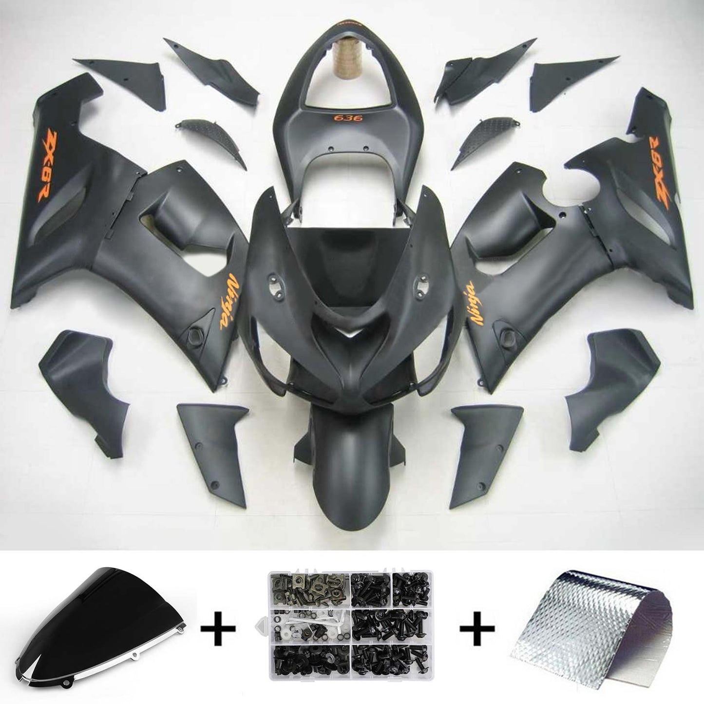 2005-2006 Kawasaki ZX6R 636 Amotopart Injection Fairing Kit Bodywork Plastic ABS #134