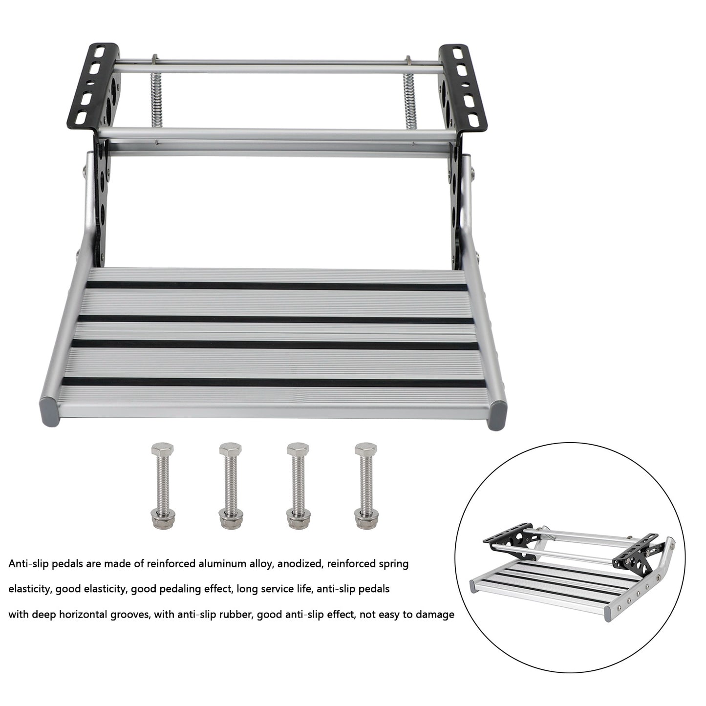 Aluminum Caravan Step Motorhome Step Compact One-Hand Expand or Collapse Foldaway Entry Step Collapsible for General RV