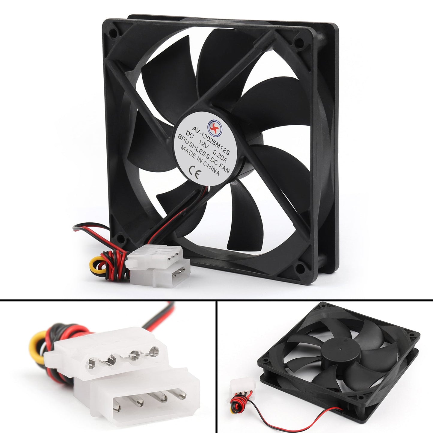 1Pcs DC Brushless Cooling Blower Fan 12V 0.2A 12025s 120x120x25mm 4 Pin Wire