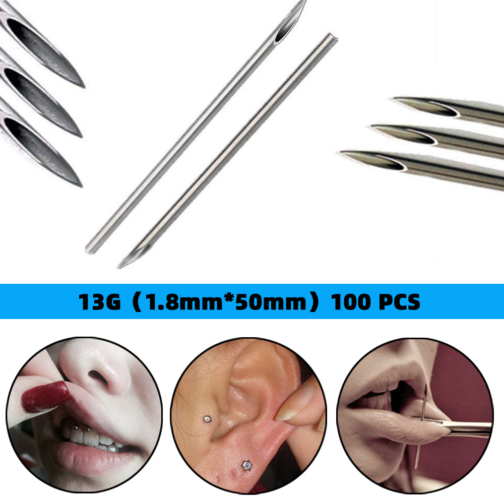 Disposable Sterile Medical Body Jewelry Piercing Needle Ear Navel Needles 100PCS