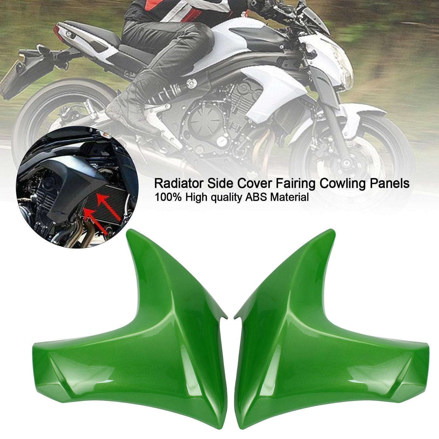 Radiator Side Cover Fairing Cowling Panels for Kawasaki ER6N 2012-2016 Black