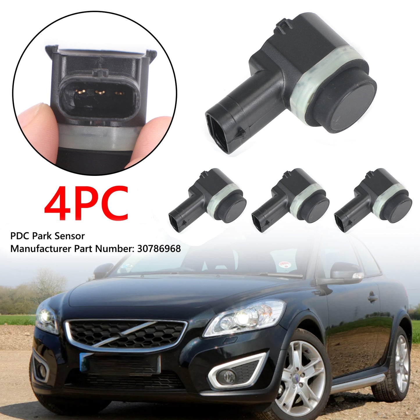 4X Ultrasonic PDC Parking Sensor 30786968 For Volvo XC90 C30 C70 S60 2007-2011