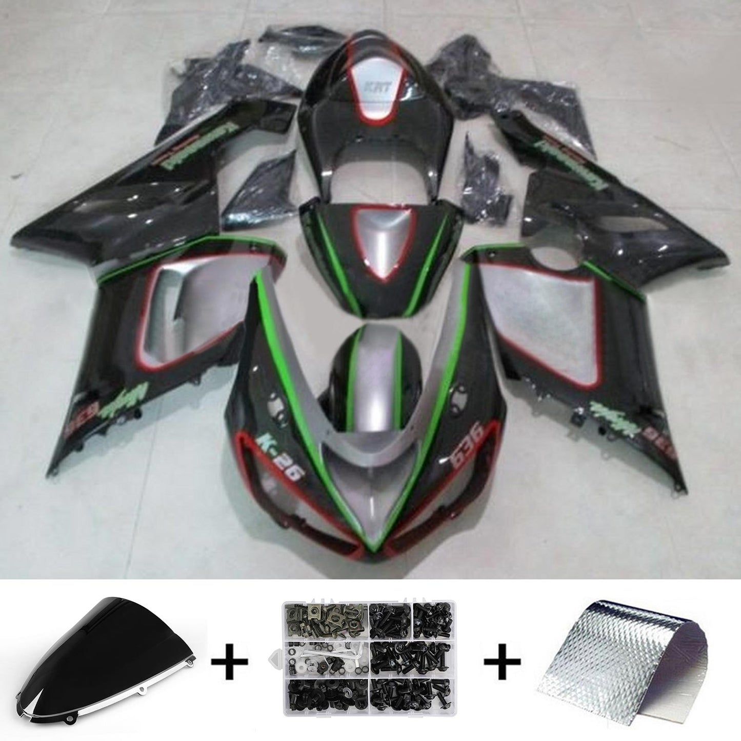 2005-2006 Kawasaki ZX6R 636 Amotopart Injection Fairing Kit Bodywork Plastic ABS #103