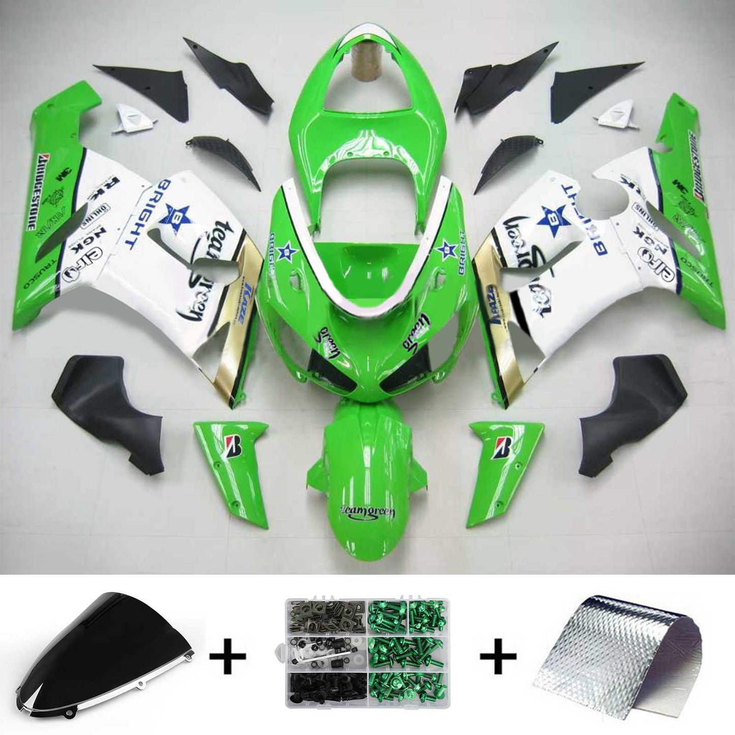 2005-2006 Kawasaki ZX6R 636 Amotopart Injection Fairing Kit Bodywork Plastic ABS #110