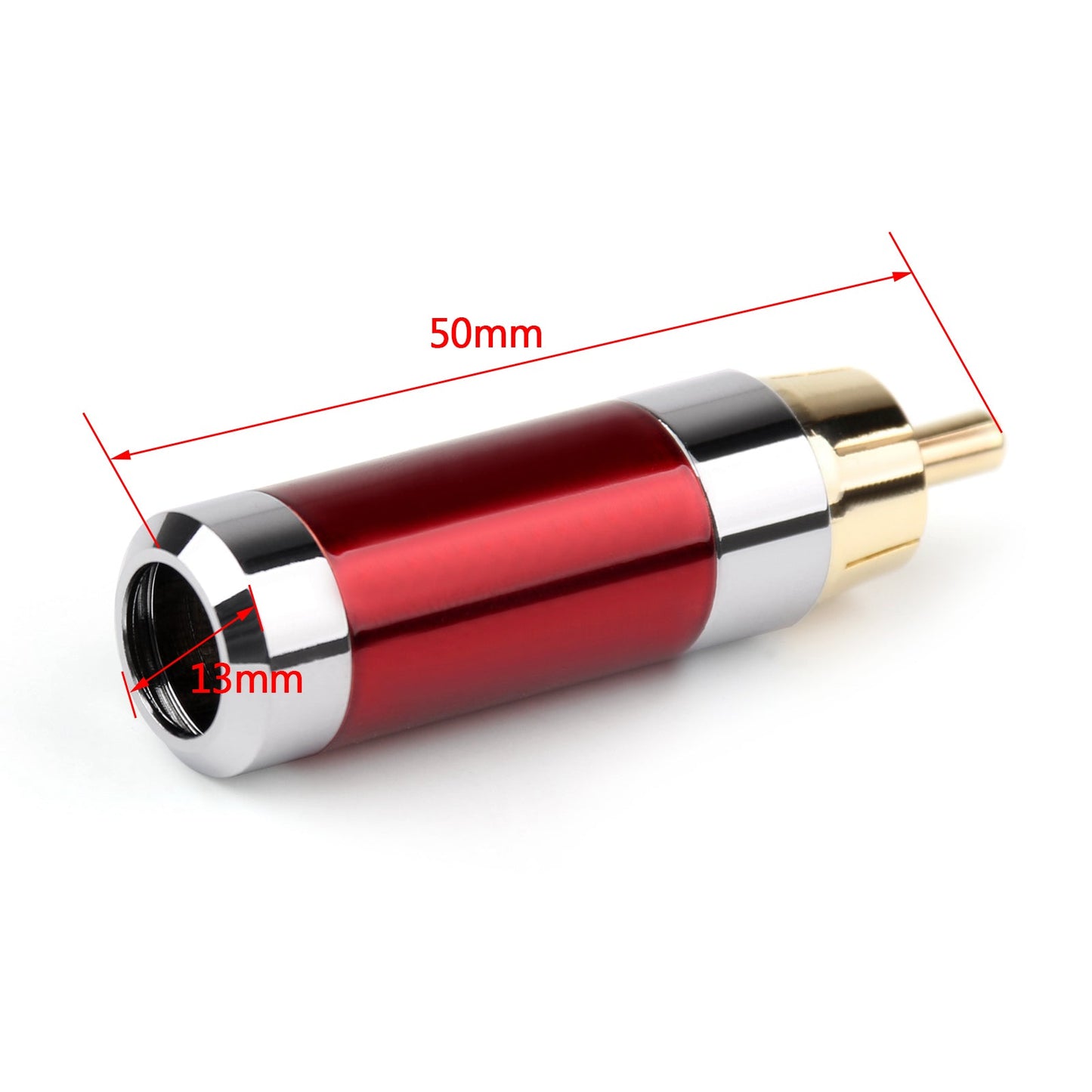 1PCS RCA Assembly Jack 8mm Caliber Audio Rhodium-plated Plug Adapter Red