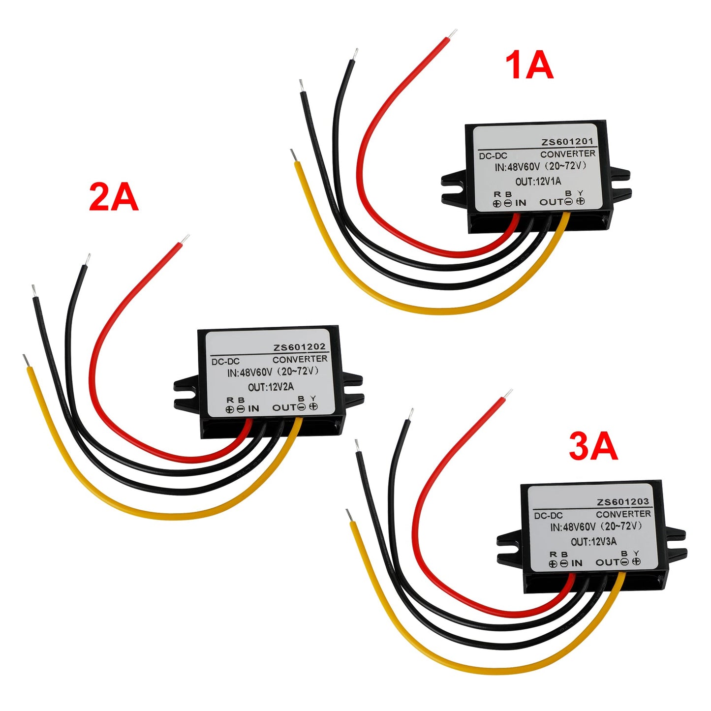 Waterproof DC-DC Converter 60V Step Down to 12V Car Power Supply Module 1A