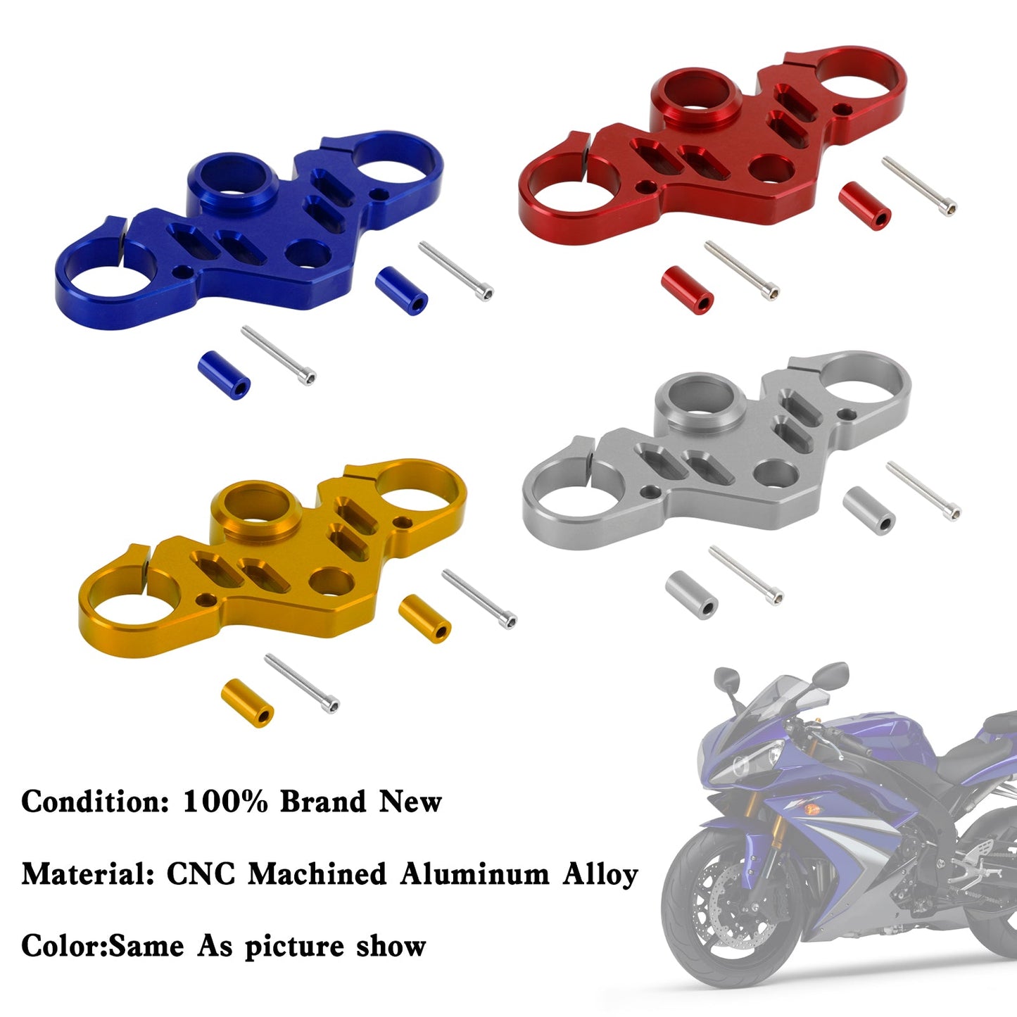 CNC Aluminum Upper Front Top Triple Tree Clamp For YAMAHA R15 V4 R15M 2022 Blue
