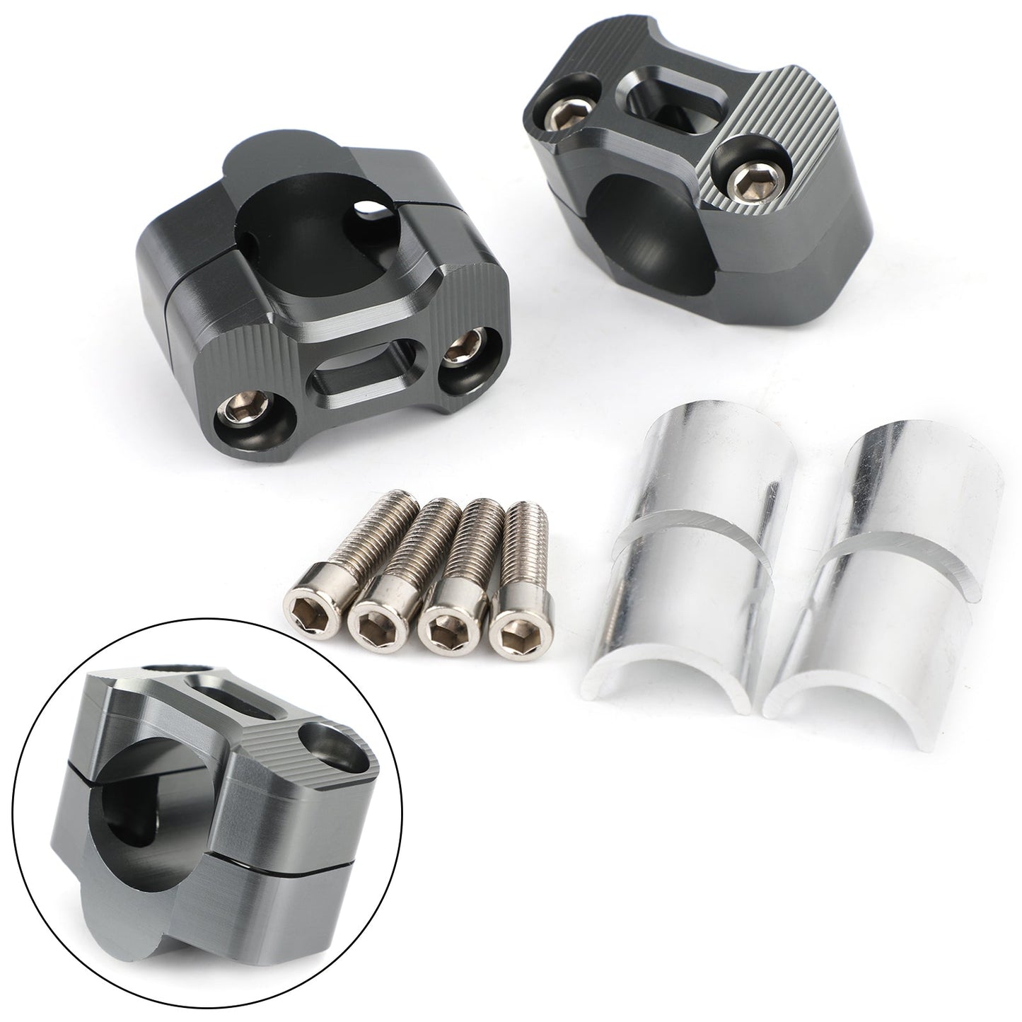 CNC Aluminum Handlebar Risers 22-28mm Universal Clamp Mount BLK