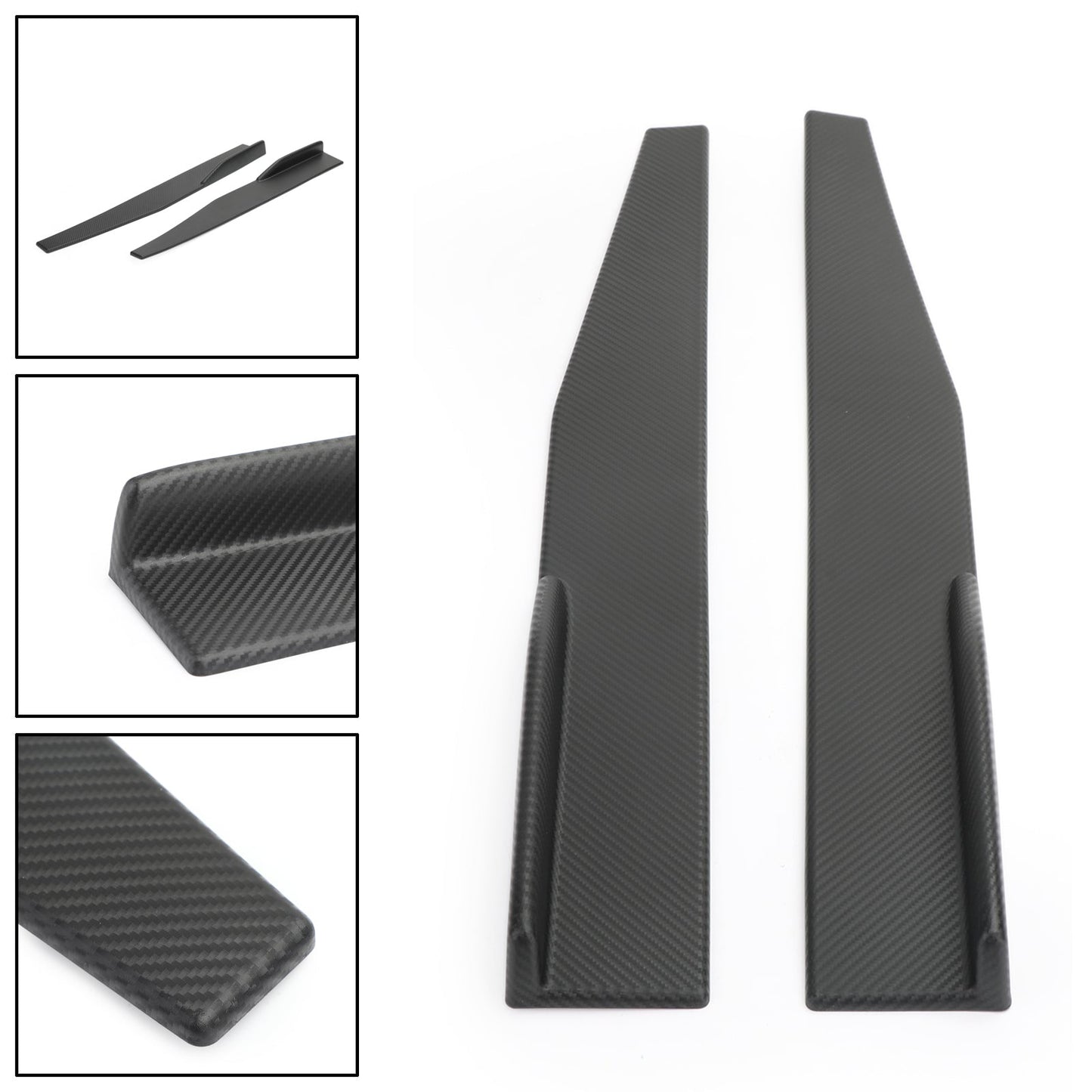 Pair 74.5cm Car Carbon Fiber Side Skirts Rocker Splitters Diffuser Winglet Wings