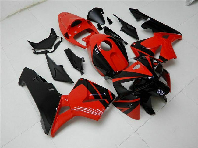 2005-2006 Honda CBR600RR Black Red Fairing Kit by Amotopart Fairings