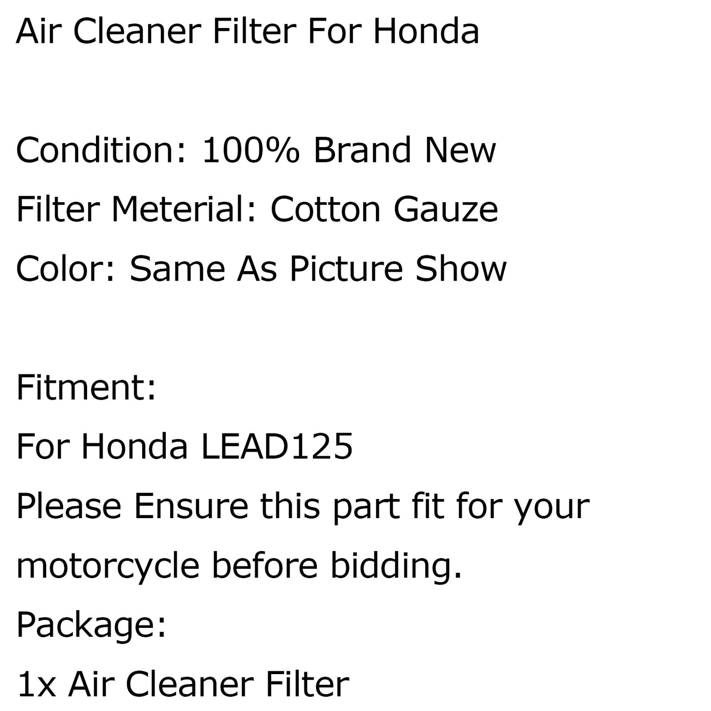 Air Filter Cleaner Element For Honda LEAD125