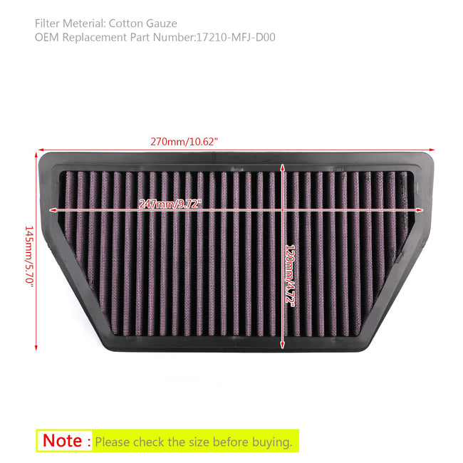 Air Intake Filter Cleaner For Honda CBR600RR/RA 2007-2015 17210-MFJ-D00