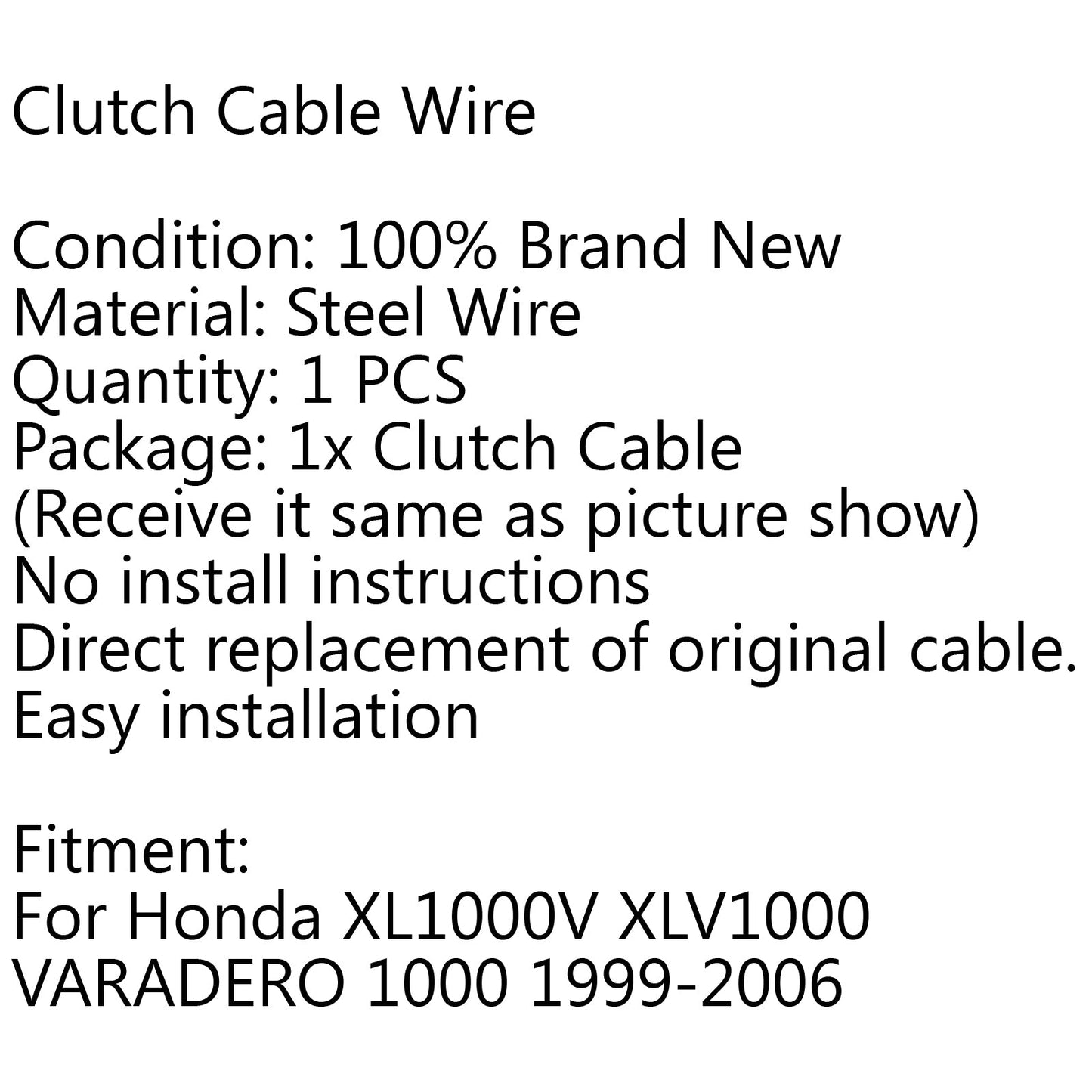 Clutch Control Cable Steel Wire For Honda XL1000V XLV1000 VARADERO 1000 99-06