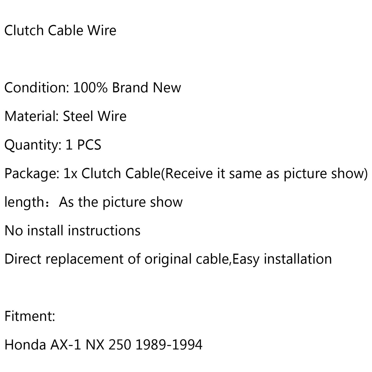 Wire Steel Braided Clutch Cable Replacement For Honda AX-1 NX 250 1989-1994