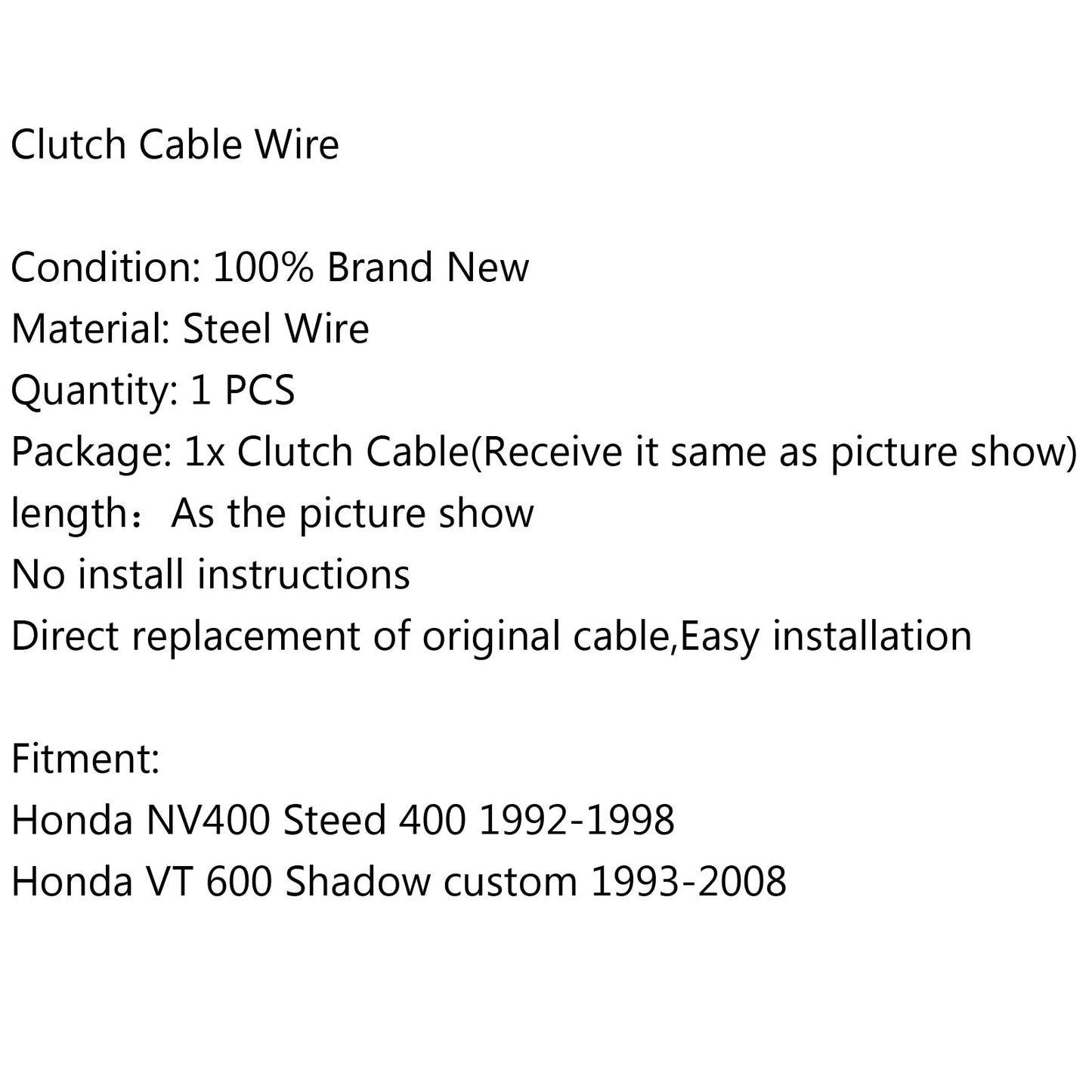 Clutch Cable Wire Replacement For Honda NV400 Steed 400 VT 600 Shadow custom