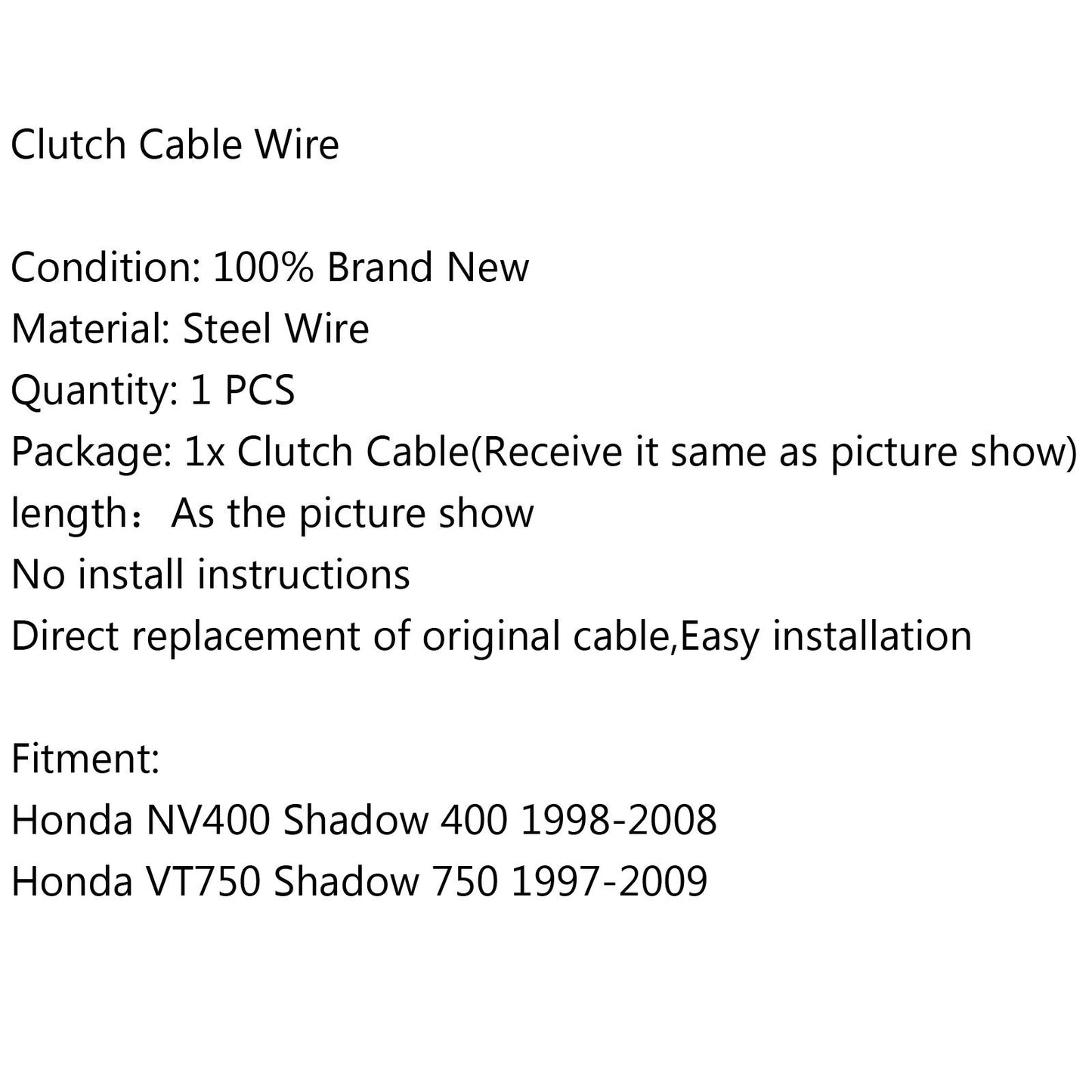 Clutch Cable Wire Replacement For Honda NV400 Shadow 400 98-08 VT750 97-09