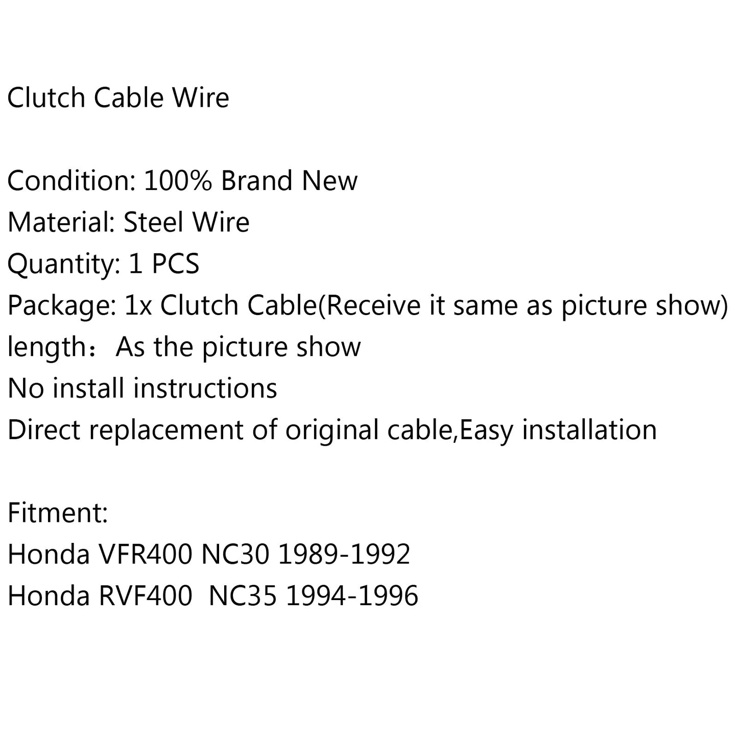 Clutch Cable Wire Replacement For Honda VFR400 NC30 89-92 RVF400 NC35 94-96