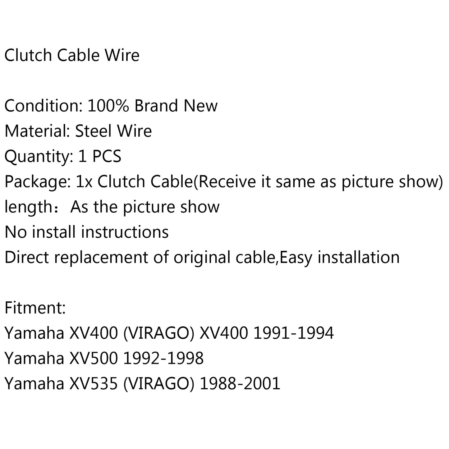 Clutch Cable For Yamaha XV500 92-98 XV535 (VIRAGO) 1988-2001 XV400 1991-1994