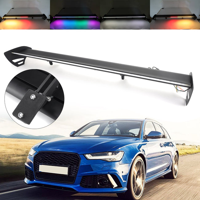 Universal Hatch Adjustable Aluminum Rear Trunk Wing Racing Spoiler With LED