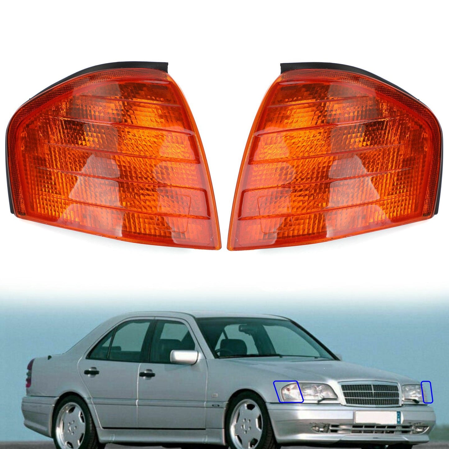 Left Corner Lights Turn Signal Lamps Fit For Mercedes Benz C Class W202 1994-2000