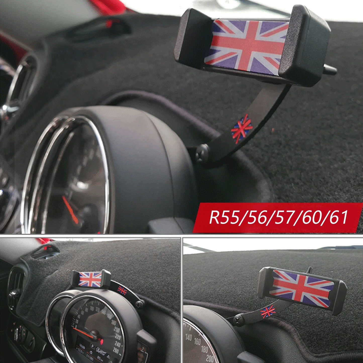 Mini Cooper R55 R56 R57 R60 R61 Union Jack Car Cell Phone Mount Folding Holder