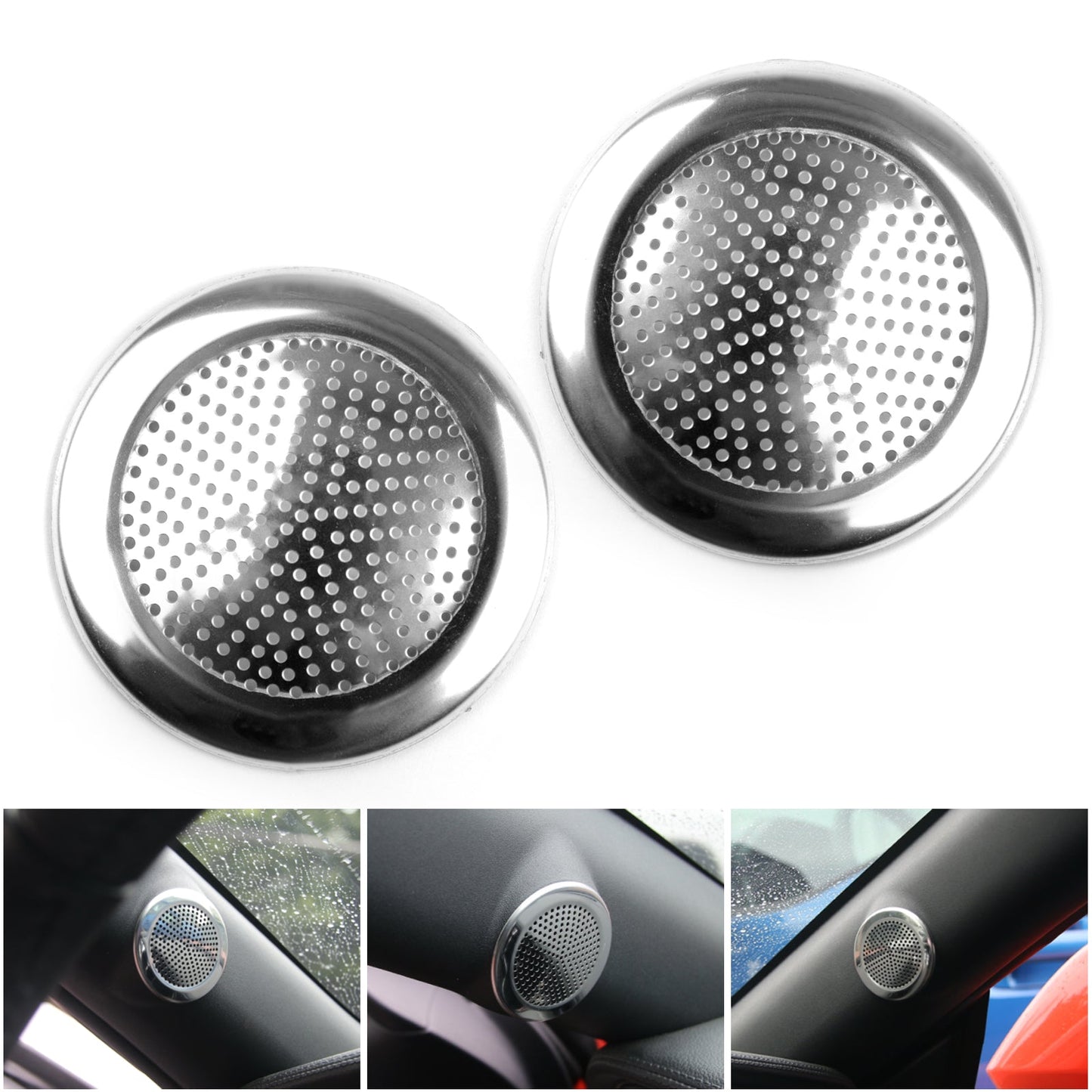 Stainless Steel A Pillar Stereo Speaker Cover Trim For Ford Mustang 2015-2018