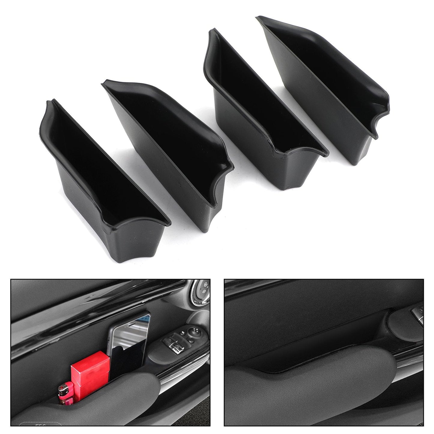 Interior Door Armrest Storage Box Organizer Holde Tirm For MINI Cooper F55 Black