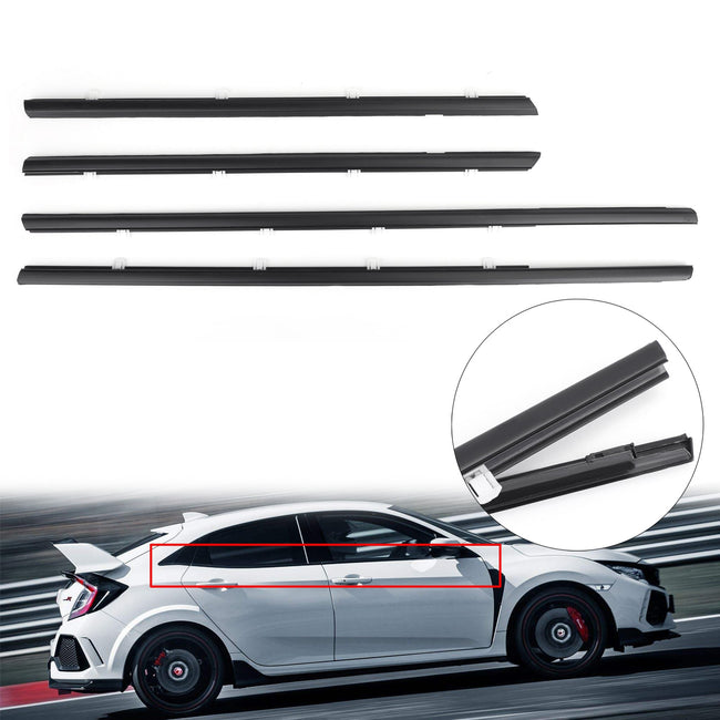 4pcs Weatherstrip Window Moulding Trim Seal Belt For Honda Civic 12-15 Black