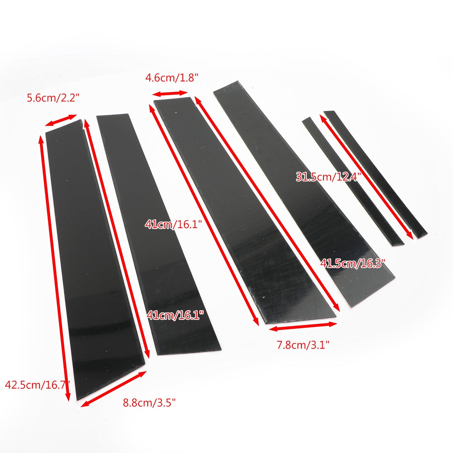 6PCS Glossy Black Window Center Pillar Posts Trim Fits For Honda Accord 2013-2017
