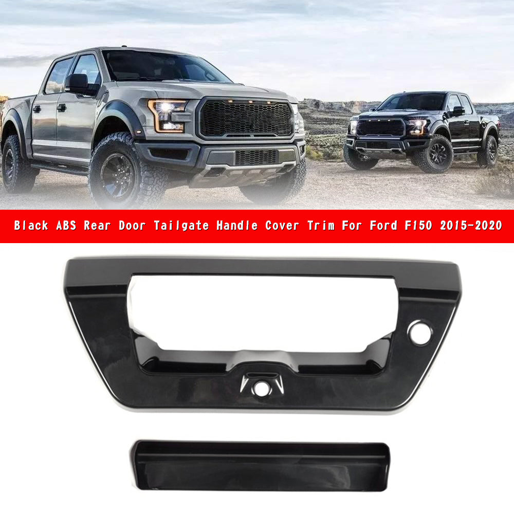 Black ABS Rear Door Tailgate Handle Cover Trim For Ford F150 15-20