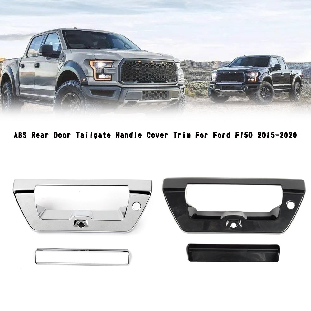 Black ABS Rear Door Tailgate Handle Cover Trim For Ford F150 15-20