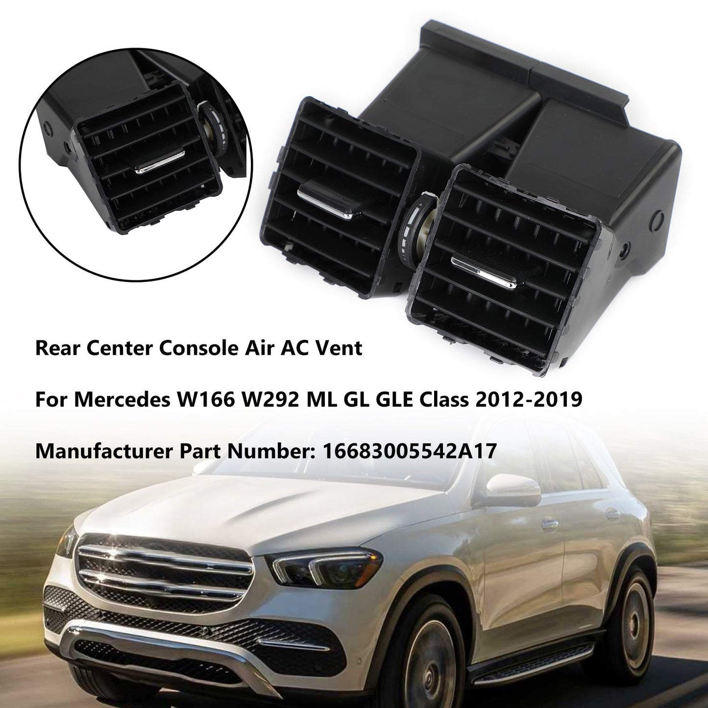 Rear Center Console Air AC Vent Outlet For Mercedes Benz W166 W292 GLE 2012-2019