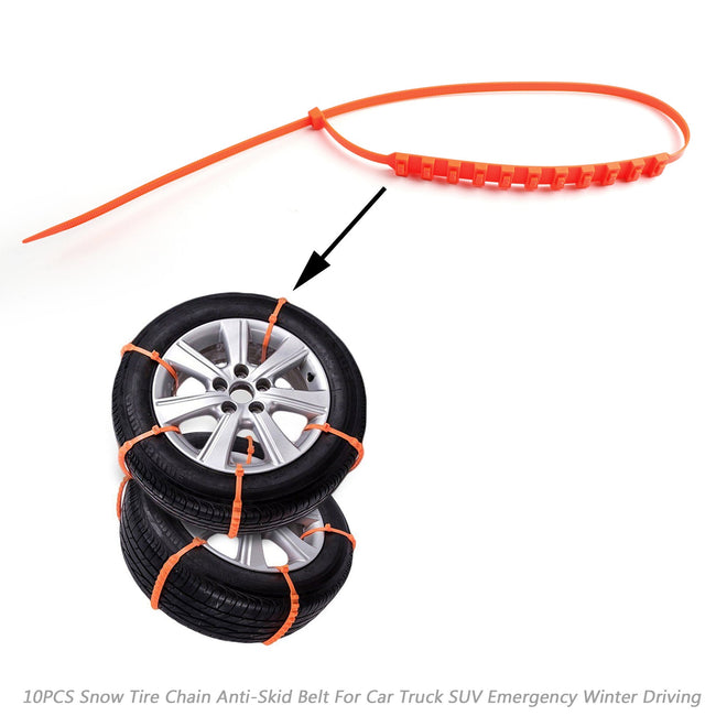 10PCS Snow Tire Chain Anti-Skid Belt For Car Truck SUV Emergency Winter Driving