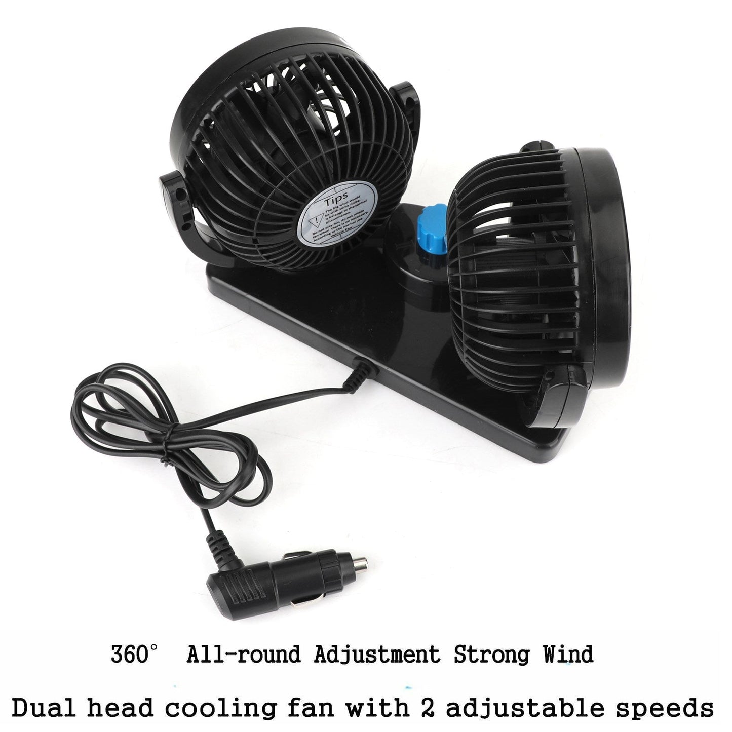 12V 360°Rotation Car Vehicle Cooling Air Fan Silent Cooler 2 Speed Adjustable