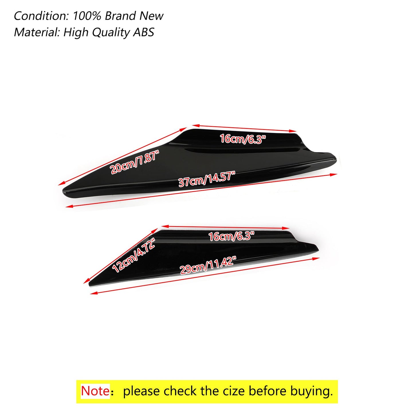 4pcs Universal Gloss Bk Car Front Bumper Fins Body Splitter Spoiler Canards