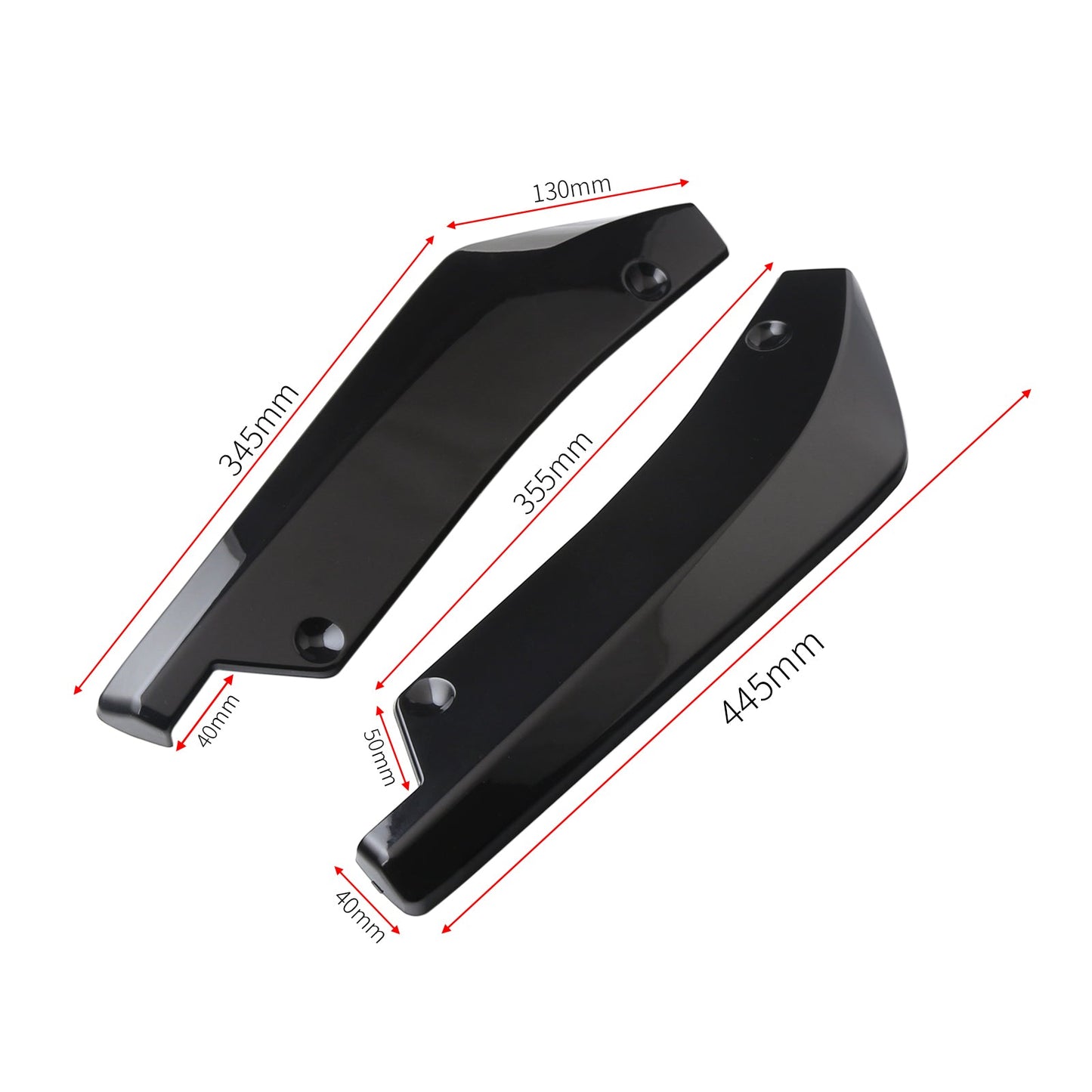 2x Car Auto Rear Bumper Lip Diffuser Splitter Canard Protector Top Gloss Black