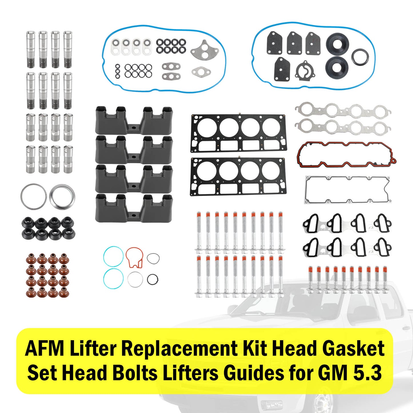 AFM Lifter Replacement Kit Head Gasket Set Head Bolts Lifters Guides for GM 5.3
